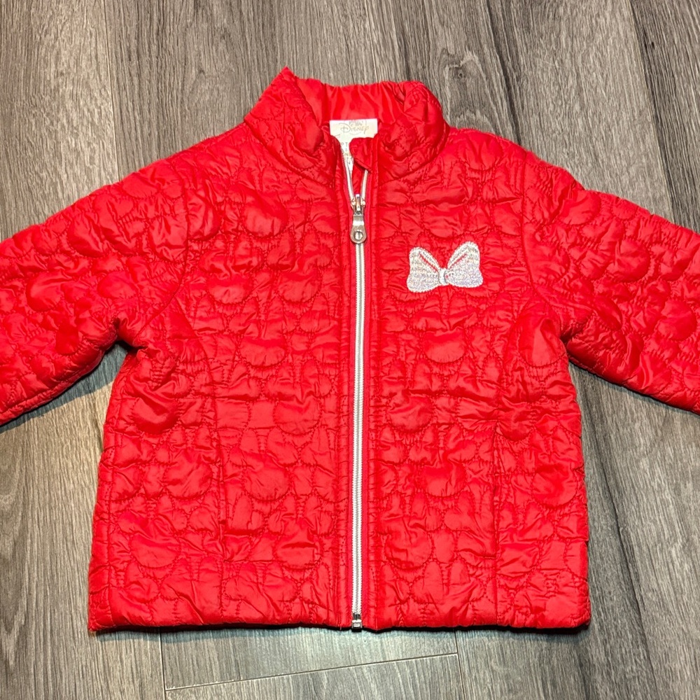 Disney Red Quilted Jacket Minnie Mouse Bow Disneyland Parks Everyday Wear Cute
